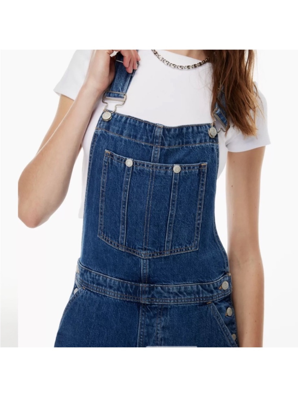 Aritzia Denim Overheard Relaxed-Fit 90s Medium Blue Overalls Size S - Picture 5 of 16